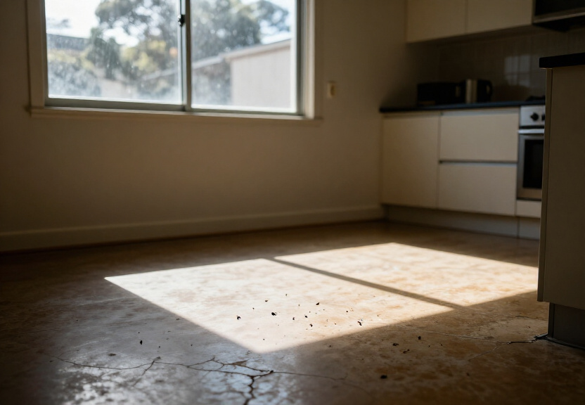 Rodent droppings in a Mosman garage before treatment
